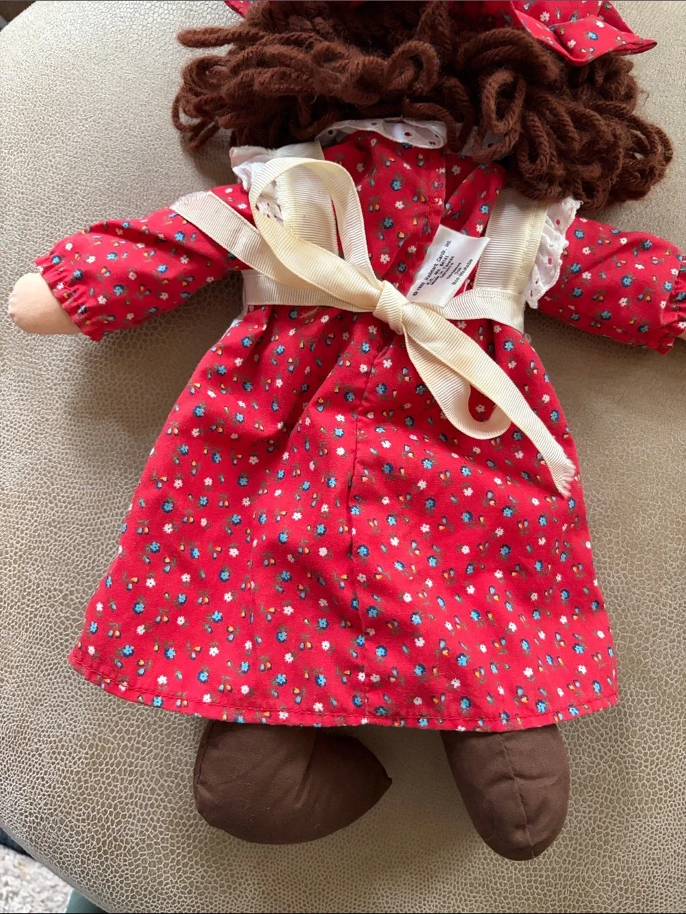 Vintage 1982 Hallmark Christmas Doll With Red Floral Dress And Ruffle Hat